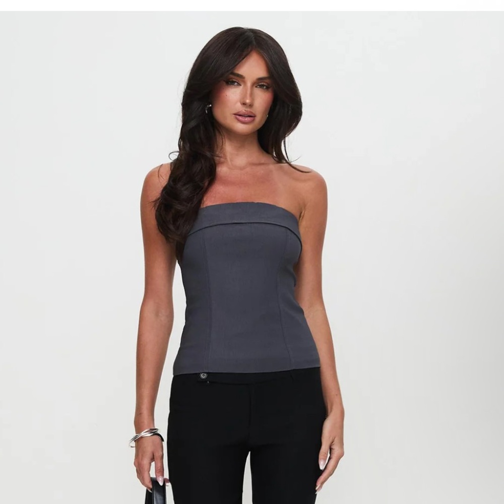 Princess Polly Gray Strapless Top